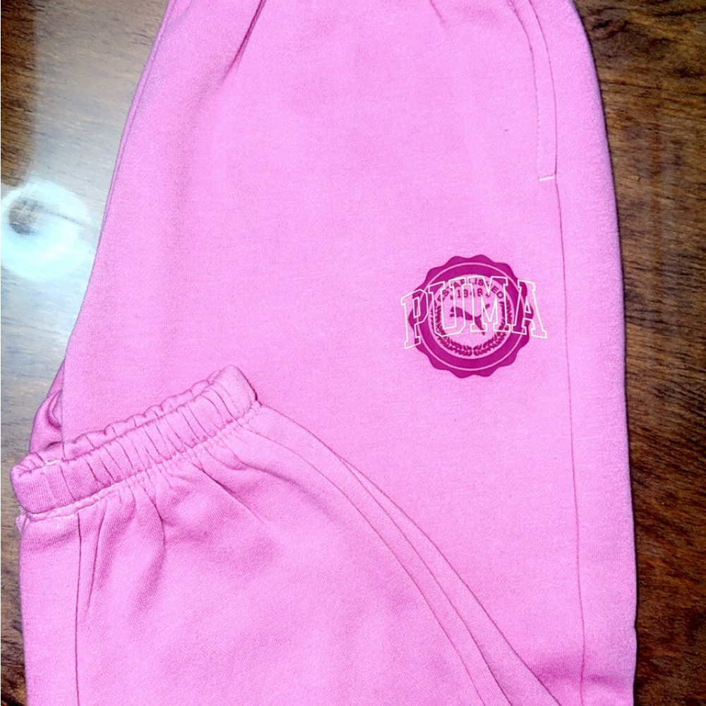 Puma Pink Sweatpants with Tapered Legs